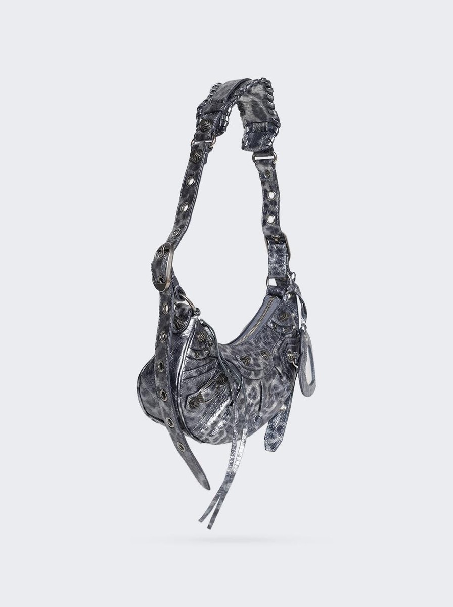 Balenciaga LE CAGOLE XS Metallic Leopard Stud Shoulder