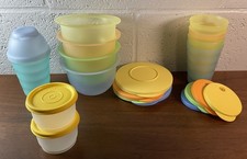 Tupperware Lot Mini Bowls, Small Tumblers, Shaker And Snack Cups Lids Used