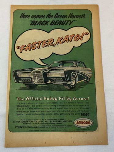 1967 Aurora models ad page ~ GREEN HORNET tv show ~ BLACK BEAUTY