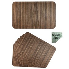 Set of 6 Brown Vinyl Dining Table Placemats Heat-Resistant Wipeable Water