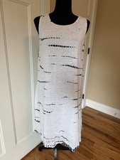 Alice + Olivia Air Stacy Bendet Linen Tank Dress Black/White Abstract Women’s L