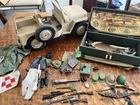 Vintage GI Joe Military Jeep Truck & Large Accessory Lot Weapons Clothes Medic