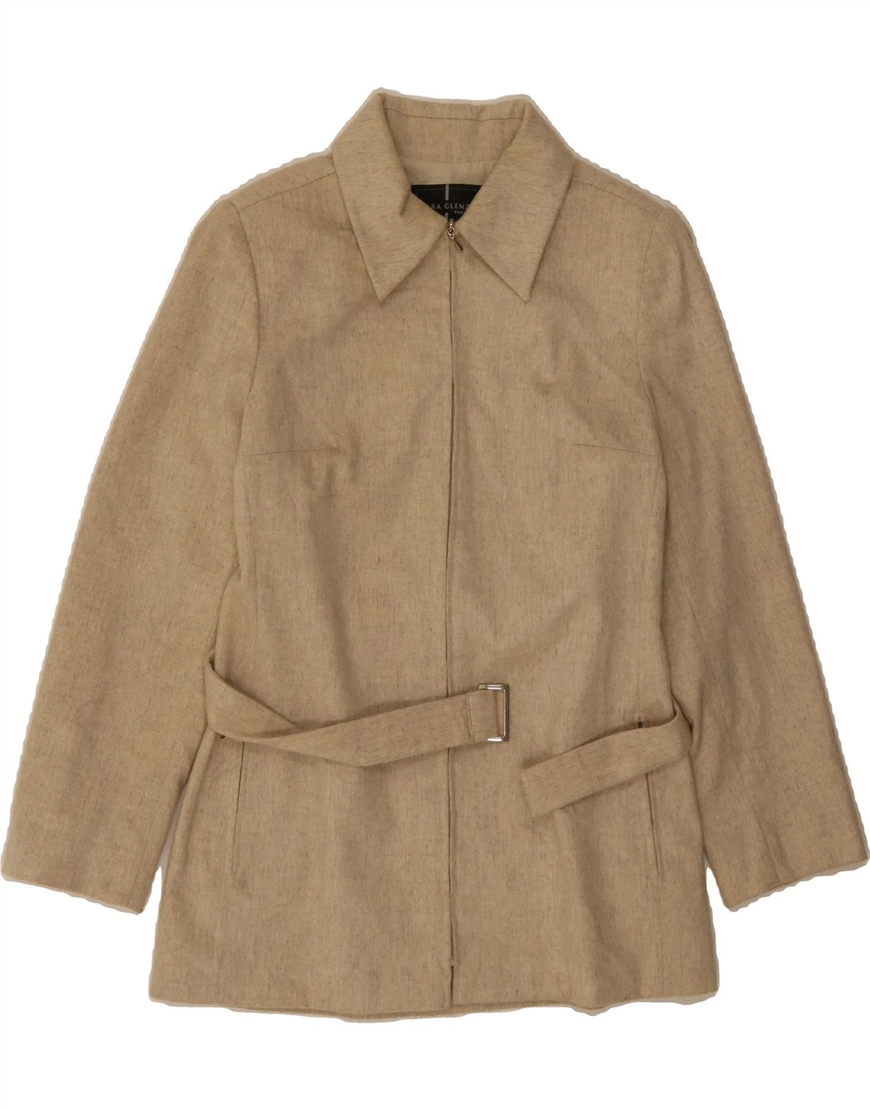 SARA GLENZER Womens Blazer Jacket IT 46 Large Beige Wool DU40