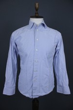 Eton Blue Gingham Check Long Sleeve Collared Button Up Dress Shirt Sz 40 / 15.75