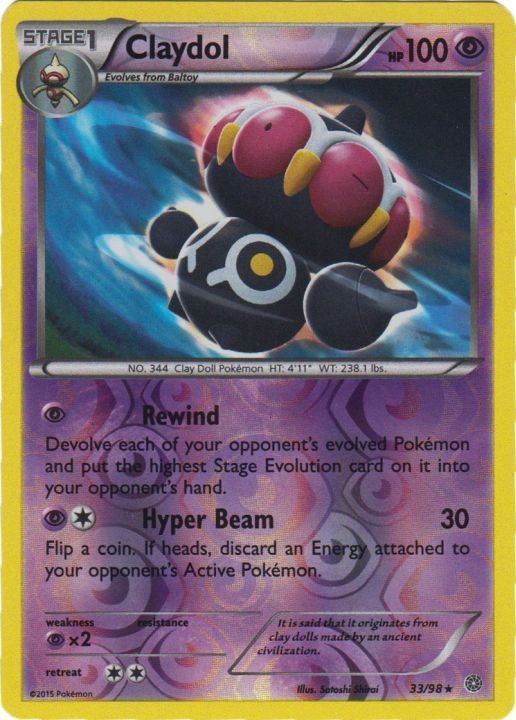 Pokemon - Claydol - 33/98 - Rare - Reverse Holo - XY - Ancient Origins - NM