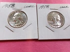 2 - 1958, 90% Silver Washington Quarter (both UNC)