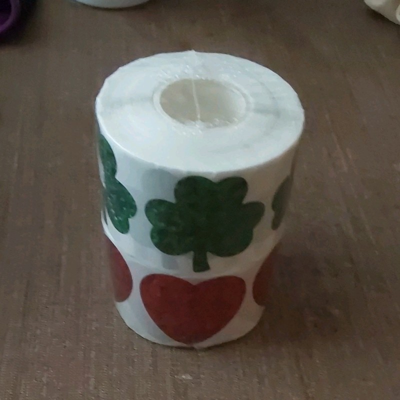 FYSIMU Stickers Roll Hearts & Shamrocks Red/Green/White FY0358