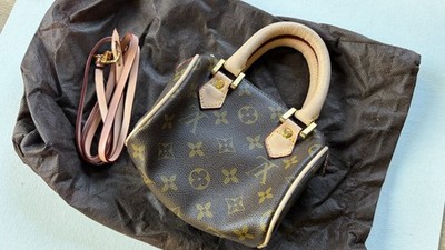 Louis Vuitton monogram canvas Nano Speedy handbag with leather strap