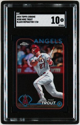 2024 Topps Chrome Mike Trout TRUE Black Refractor /10 #200 SGC 10 GEM MINT
