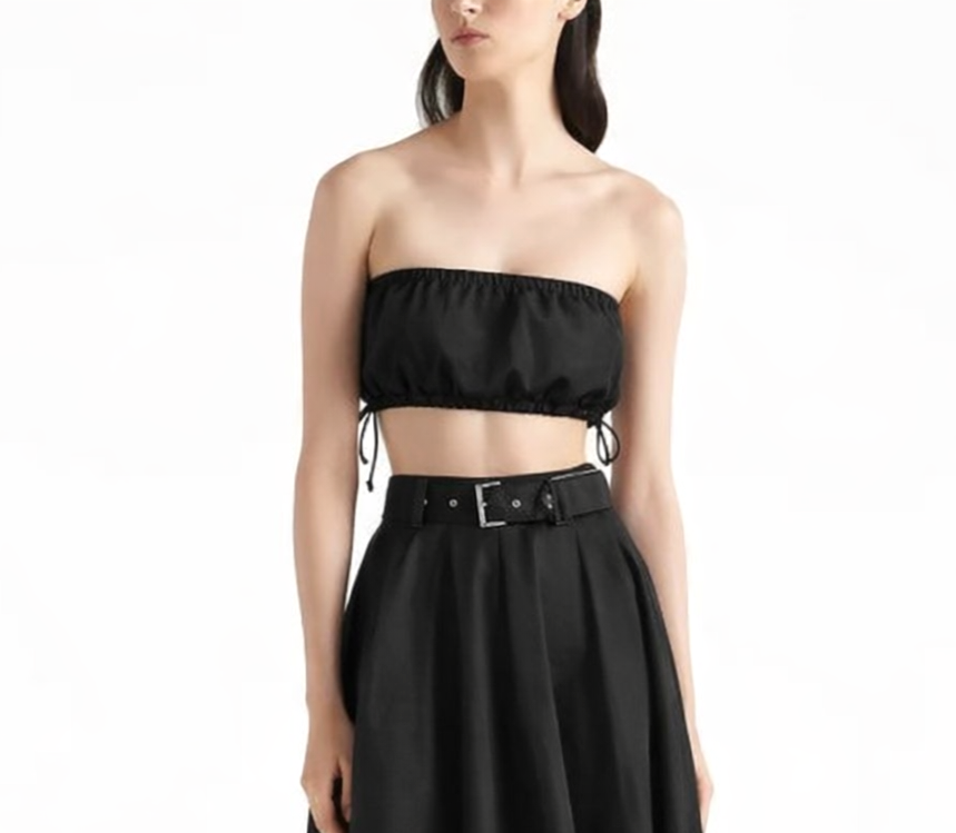 VANS Riley Parachute Nylon Bungee Cord Strapless Crop Tube Top Black XS