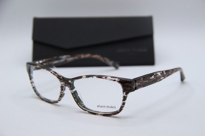 NEW ALAIN MIKLI A03023 B0F1 BROWN MARBLE AUTHENTIC FRAMES EYEGLASSES 55-14
