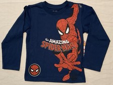 Marvel Kids Unisex Long Sleeve Spiderman Graphic T-shirt Blue Size 6 NEW