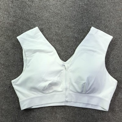 Tommie Copper Sports Bra Womens 2XL White Front Zip Compression Copper Znergy