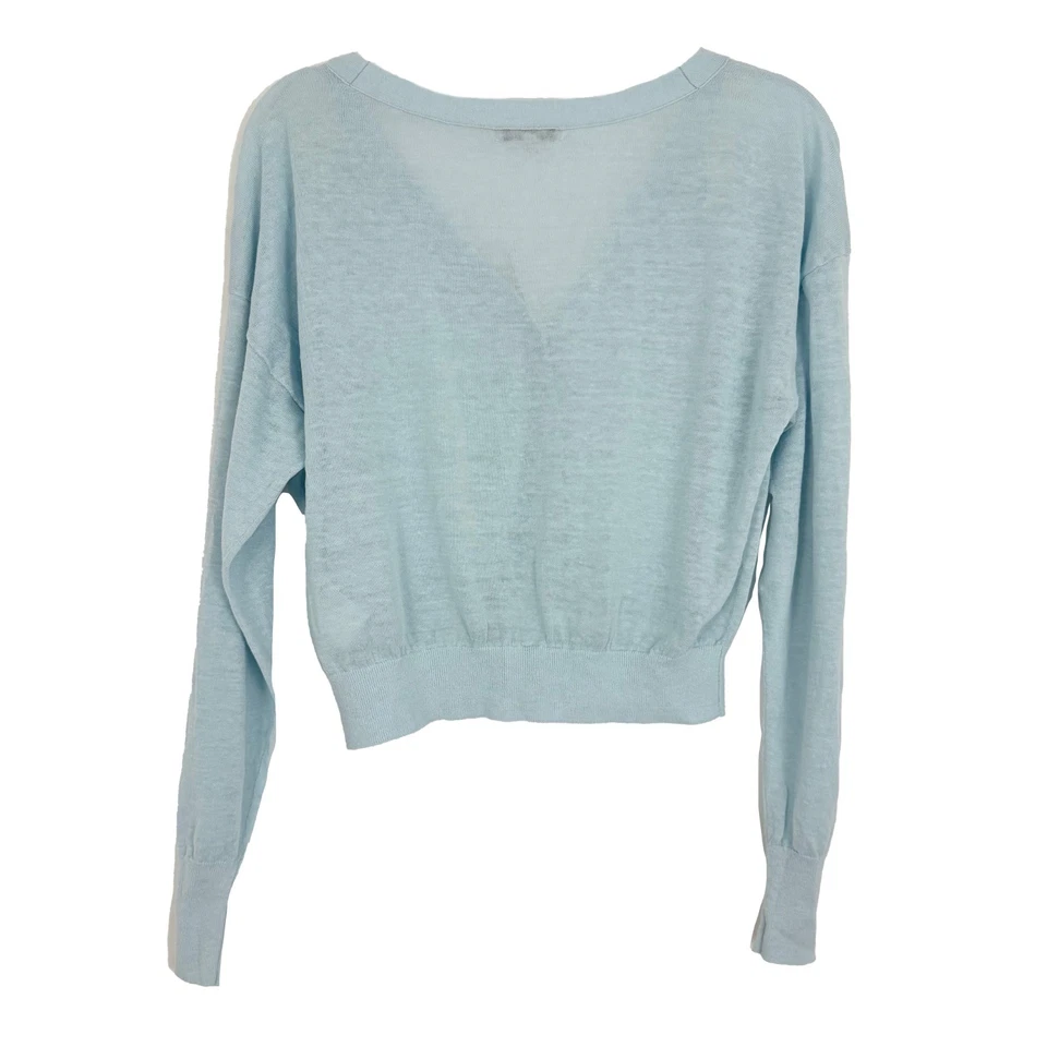 Cárdigan Suéter MADEWELL Mezcla de Lino Cuello en V M Azul Pálido Ligero Delgado B6 Foto 2 de 4