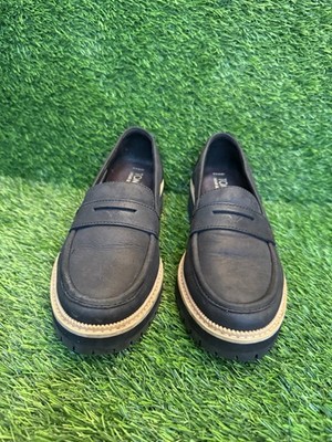 Tom s Women s CARA Black Leather Loafer Prominent Lug SOLE Size 8.5
