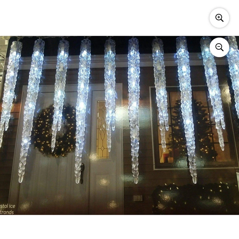 20 Count (9 Feet Long) GE 100 LED Twinkling Icicle Outdoor Christmas Decoration - Image 2 of 2