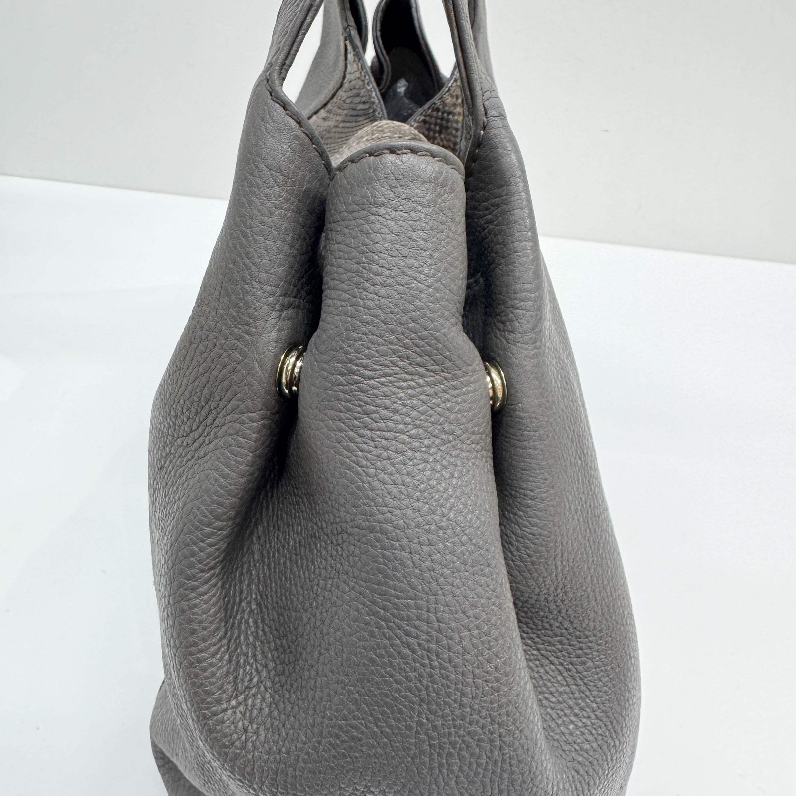 GUCCI Stirrup Brown Python Embossed Leather Shoul… - image 14