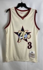 Mitchell  Ness Men's 76ers Allen Iverson Hardwood Classics Jersey Beige 36 S 