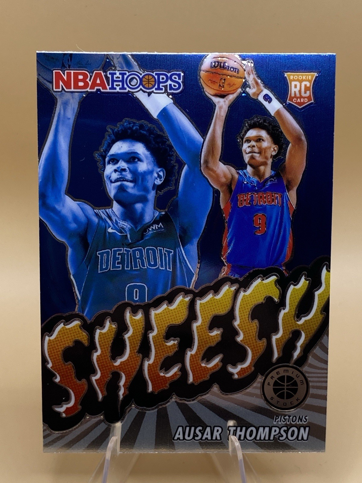 Ausar Thompson RC 2023-24 Panini NBA Hoops Premium Stock Sheesh #14 Pistons Card