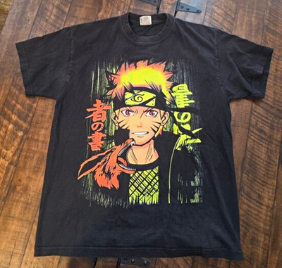 Atari Sport Naruto Uzumaki Black Graphic Print Crew Neck T-Shirt Men s M