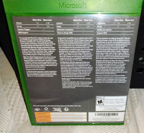 Gears of War 4 - Microsoft Xbox One-No Manual-Mild Sign of Use-Same Day Shipping - Picture 2 of 3
