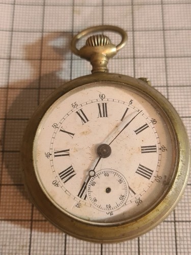 Montre Gousset Ancienne (années 1900) - Pour Pièces Uniquement, Balancier Cassé, Argenté
