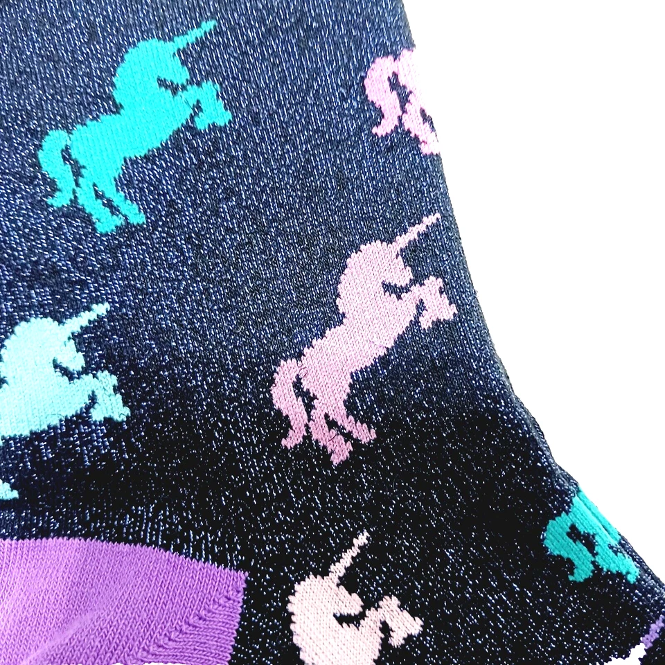 Sock It To Me Crew Women Boy Unicorn Magical Shiny Shimmer Pink Blue NWT NEW - Image 3 of 4