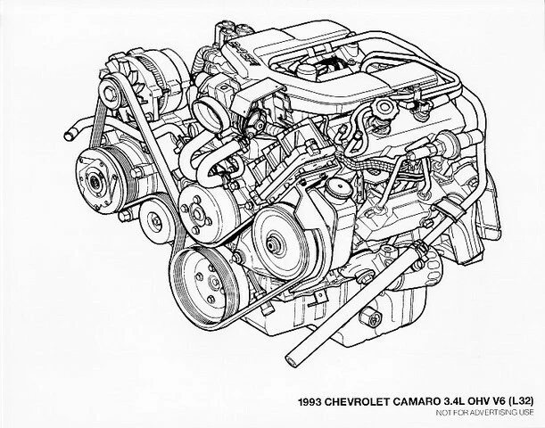 1993 CHEVROLET CAMARO 3.4L OHV V6 L32 ENGINE DRAWING FN eBay