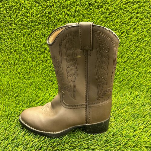 Durango Distress Boys Size 1D Tan Brown Classic Outdoor Western Boots - Picture 3 of 9