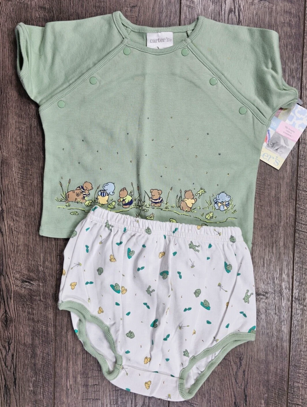 Baby Boy Clothes New Vintage Carter's 3-6 Month 2pc Bear Dog Elephant Outfit