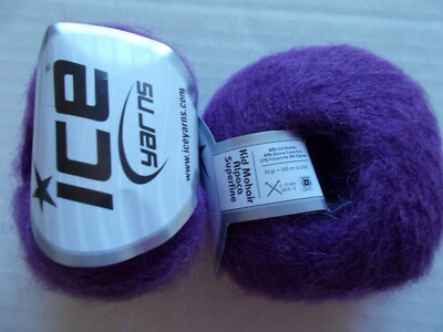 Ice Yarns Kid Mohair Alpaca Superfine yarn, purple, lot of 2 (379 yds ea)