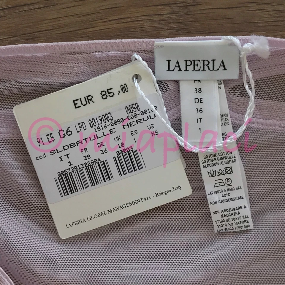 Nuevo con etiquetas Braguita de bikini La Perla Tul Nervures Bordatori mezcla de seda #19003 violeta XS Foto 4 de 4