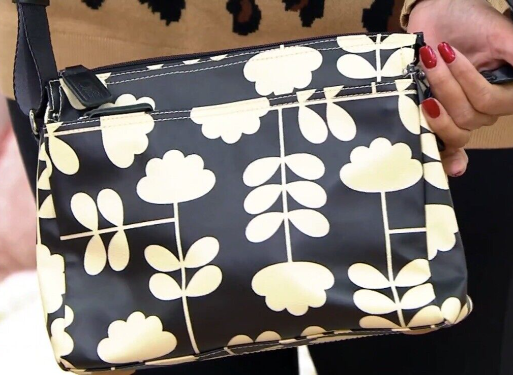 ORLA KIELY FIELDER Crossbody Handbag Cut Stem Black and Ivory READ! eBay