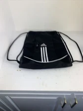 Adidas Drawstring Backpack Sackpack Sport Gym Bag School Travel Sack Pack Black 