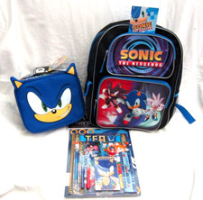 SONIC HEDGEHOG,VENICE&SHADOW 16" BACKPACK,SONIC 9.5" LUNCHBOX&11PC STATIONARY
