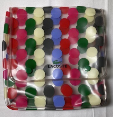 Vintage Lacoste Cosmetic/Makeup/Toiletry Bag Polka Dot Snap Closure 9  X 8 