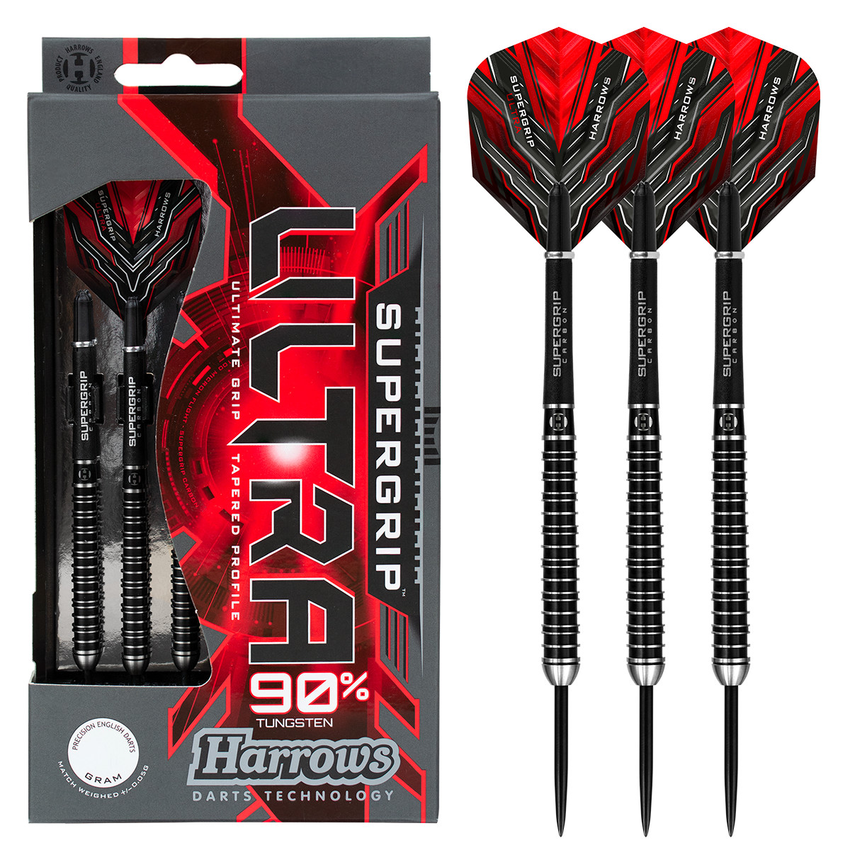 Dardos Harrows Supergrip Ultra 90% punta de acero tungsteno 21 22 23 24 25 26 28 o 30 g