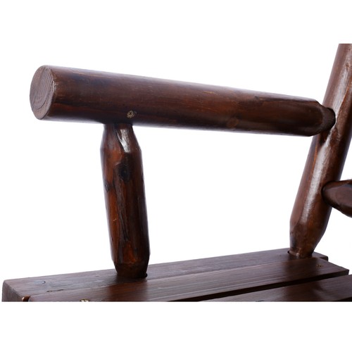 Outdoor Wood Rocking Bench Carbonized Double Rocking Chair for 2 Persons - Picture 14 of 18