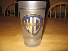 WARNER BROTHERS WB FROSTED DRINKING GLASS GOLD FATHERS BIRTHDAY GIFT NEW