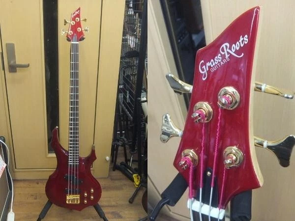 Electric Bass Guitar Grass Roots Forest Red 80% of Frets Remain