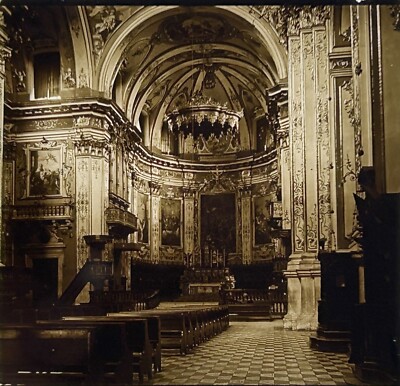 Italien Bergamo Die Kathedrale Innen C1900 Foto Platte Stereo Vintage