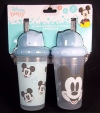 Disney Baby Mickey Mouse Straw Sipper Cup 2 pack NEW