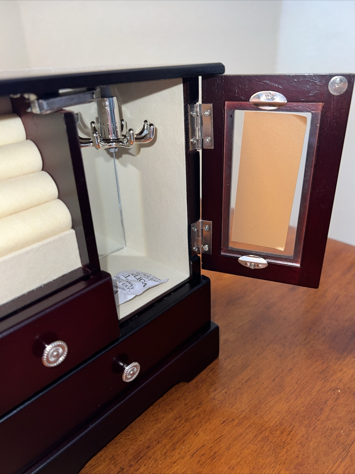 King Wood Company Limited Jewelry Box New Unboxed Etched Cherry Wood 8