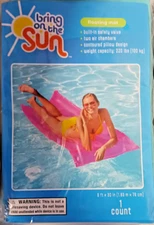 Bring On The Sun Floating Pool  Beach Green Mat 6ft x 30" 220 Lbs w/ Pillow New