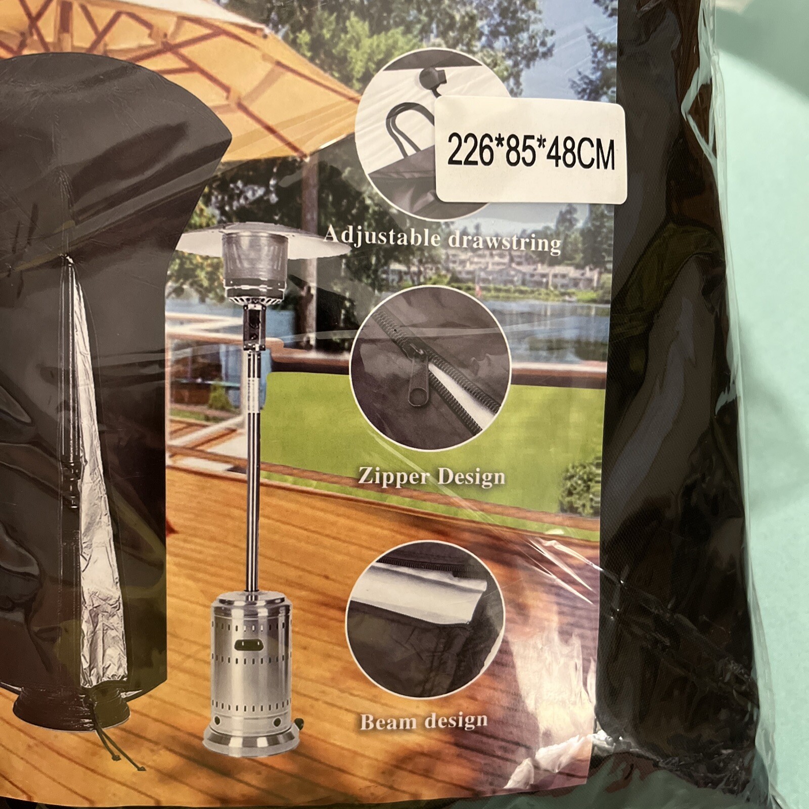 Gas Patio Heater Cover Waterproof w/ Zipper Heavy Duty Outdoor Heater