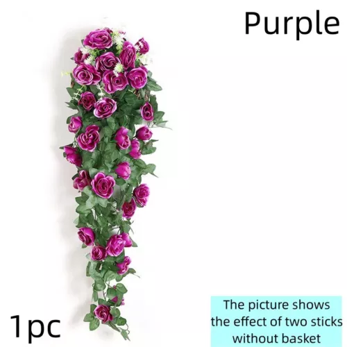 Kunstpflanzen Efeuranken Hängepflanzen Künstliche Blatt Rebe Violett Blumen Deko - Bild 13 von 14