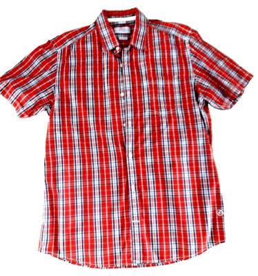 Men's shirt shirt short sleeve by sOliver in M regular fit rust brown white check