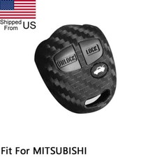 Carbon Fiber Pattern Car Key Fob Case Cover For Mitsubishi L200 Shogun Lancer