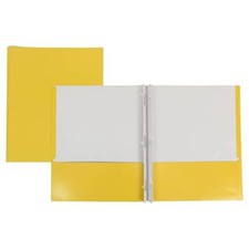  New Lot of 30 - 2 Pocket Paper Portfolio with Prongs 8.5" x 11"  Yellow  