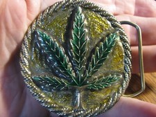 Marijuana Hemp Leaf Limited Edition Belt Buckle MM Made in USA  PM7